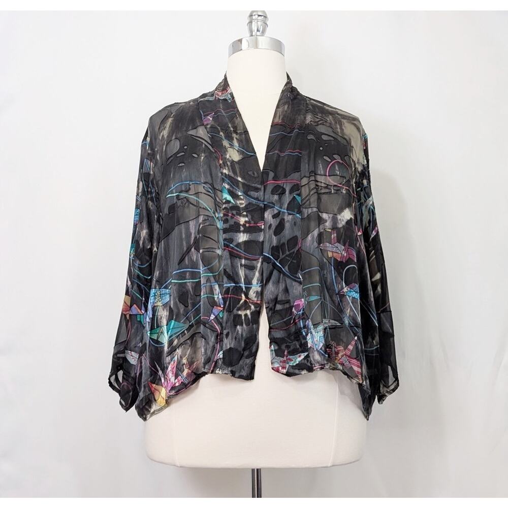 Citron Santa Monica Jacket Black Ombre Origami Pattern Sheer Women's Size 2X